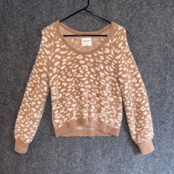 Abercrombie & Fitch - A&F Soft Collection Brown Leopard Scoop Neck Sweatshirt S - Picture 1 of 8